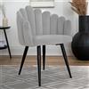 Qiyano Poltrona in velluto con bracciolo a forma di conchiglia glamour per tavolo da toeletta soggiorno o sala da pranzo designer trono sedia velluto grigio chiaro