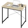 WOLTU Scrivania Salvaspazio, Tavolo da Lavoro, Scrivania per Computer, Rovere Chiaro + Nero per Studio, Home Office, Camera da Letto, in Legno e Metallo, 80x60x70 cm