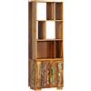 vidaXL Libreria Alta Stile Retro Lucidata Robusta Mobile con Scaffali Mensole e Ante 60x35x180 cm in Legno Massello di Recupero