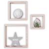MOHOME Set 3 Mensole Parete Legno Naturale MDF Portaoggetti Muro Multiuso Scaffali Quadrati Salvaspazio Casa Ufficio
