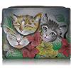 Anna by Anuschka Anna by Anuschka1854-Two Fold Wallet, portafogli da donna, a libro, dipinto a mano, in pelle Donna, multicolore (Tkt-three Kittens), Taglia unica