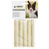 Croci King Bone Rotolo Bianco - Osso per cani, Snack premio masticativo per cani in pelle bovina naturale, dental stick per la pulizia dei denti, 13X1,5 cm - 5 pz