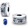 LNQOBU Clip/Stopper Charms per Bracciale Argento 925 Pave Cubic Zirconia Bead Stella Luna Farfalla Blu Gioielli Regalo per Donna