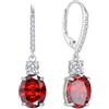 FJ Orecchini Pendenti Ovale Argento 925 Orecchini Granato Pietre Portafortuna Gennaio Gioielli Regalo per Donna