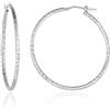 Diamond Treats Orecchini a Cerchio con Taglio Diamante in Argento 925, Orecchini a Cerchio Attorcigliati per Donna e Ragazza, Orecchini Cerchio da 35 mm di Diametro, Orecchini Donna Argento