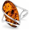 SilverAmber Jewellery Anello regolabile grande in argento sterling 925 e ambra del miele del Baltico - GL423A