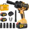 Gisam 1000 N.m Avvitatore a impulsi a batteria con motore brushless da 1/2" con due batterie da 4000 mAh, caricatore rapido, 5 bussole, avvitatore a impulsi per pneumatici auto
