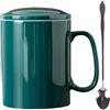 KOPYFANTAP Tazza Grande 1000ml, 33Oz Tazzina Giganti da Caffè in Ceramica con Coperchio e Cucchiaio XXL Bicchieri con Grandemanico,Lavabile in Lavastoviglie, Verde