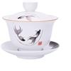 Liang baobao Porcellana Gaiwan 8 once tazza da tè bianca smaltata Tureen cinese Sancai copertura ciotola labbro tazza piattino set (pesci)