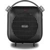 De'Longhi HFS30C24.DG Termoventilatore da tavolo, 2 livelli di potenza, ventilazione estiva, protezione antigoccia, maniglia, sistema anti-ribaltamento, luce, protezione antigelo, leggero, Nero