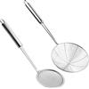 volumoon 2 Pezzi Schiumarola in Acciaio Inox, Ragno Cucina Colino Fritto, Mestolo con Manico Lungo, Scolapasta, Mestoli Cucina, Setaccio da Cucina per Cucinare, Friggere, Arrostire, Pasta
