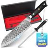 MOSFiATA Coltello Santoku Damasco Coltelli da Cucina Professionali con Manico G10, Lunghezza della Lama 17,8cm