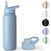 VINSUN Borraccia Termica 750ml - Bottiglia Termica in Acciaio Inox con Cannuccia - Senza Perdite, Senza BPA, Riutilizzabile - Bottiglia Acqua per Viaggio, Ufficio, Sport