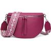 FOMAX Marsupio da donna, ampia tracolla in stile bohémien, scomparto extra con cerniera, doppia chiusura argentata, borsa a tracolla Cross Body, Colore: rosa.