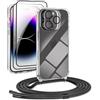 DiDaDi Cover per iPhone 16 Pro Trasparente con Cordino, Custodia con Regolabile Collana, Coque per iphone 16 Pro Avec Cordon, Antiurto Trasparente Custodia con Laccio Case con Laccio Tracolla, Nero