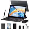 FLYCOAY Android 14 Tablet 10 Pollici Otto-core 2.0GHz, 5G WIFI 6, 36GB RAM+128GB ROM (TF 1TB), Batteria da 8000mAh, OTG/Bluetooth 5.0, Tablet con Tastiera, Mouse (Grigio)