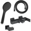 Fortis set vasca con rubinetteria, doccetta con 1 tipo di getto, asta saliscendi, supporto doccetta, flessibile doccetta, 8411100MB+5318501MB+53162125MB+15505MB, Scala nero opaco [Rubinetteria Bagno > Rubinetteria Vasca]