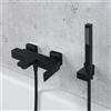 Fortis set vasca con rubinetteria, doccetta ad asta in metallo, supporto doccetta, flessibile doccetta, 8411100MB+5318501MB+53162125MB+15501MB, Scala nero opaco [Rubinetteria Bagno > Rubinetteria Vasca]