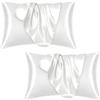BakeWhiz Federe Seta Cuscino Letto, 2 Pezzi 50x80 cm Federa Setoso Proteggere per Capelli Pelle Chiusura a Busta Lusso Ipoallergenico Federe Copri Cuscino Letto Morbide Antipiega per Ogni Stagione, Bianco