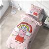 Herding Set Biancheria Da Letto Peppa Pig – 135x200 Cm, Federa 80x80 Cm, Cotone Renforcé, Effetto Luminoso