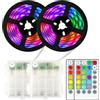 SOAIY 2PCS Strisce LED RGB di 2M, Striscia Luminosa Adesiva a Batteria 16 Colori 4 Modalità di Illuminazione, Striscia LED Tagliabile con Telecomando 4 Timer per Decorazione TV Cucina Armadio Camera.