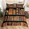Loussiesd Set di biancheria da letto vintage libri 3D biancheria da letto singolo bambini marrone stampa libro copripiumino set di 1 federa marrone giallastro biancheria da letto per