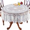 N\C NC NC AMIPOS Tovagliette in pizzo bianco all'uncinetto, lavabile, in poliestere jacquard, per matrimoni, ristoranti, banchetti, picnic, decorazione (bianco, rotondo, 180 cm)