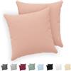 Twinzen® Federe Cuscino Letto (Set di 2) - Rosa - Per i Cuscini 40x40 cm - 100% Jersey di Cotone - Copricuscino Letto - Federe Cuscino Letto con Cerniera - Fodera Protezione per Cuscino