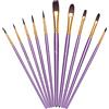 KAIAIWLUO Pennelli per Artisti Set,10 Pack Pennelli Pittura in Nylon Art Painting Acrilico Pennello per Acquerello e Pittura per Pittura Acrilica e Pittura Ad Olio Nero