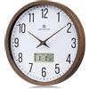 Lafocuse Orologio da Parete con Datario e Termometro LCD, Silenzioso Orologio Vintage Marrone, Decorativo senza Ticchettio per Cucina Camera da Letto Soggiorno Ufficio 30cm