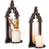 Walasis Portacandele da parete per decorazione da parete, stile gotico, per decorazioni artistiche di Halloween, set di 2 candele in legno di fattoria per la casa