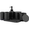 ZCCZ Set accessori da bagno nero 6 pezzi organizer con portaspazzolino dispenser sapone lozione vassoio toeletta 2 supporti Qtip decorazione moderna elegante per arredamento toilette