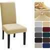 XINEAGE Coprisedie con Schienale 2 Pezzi, Elasticizzato Copertura della Sedia, Copertura Fodera, Banchetto Sedia Sedile Slipcover Cerimonia di Nozze Posate da (2 Pezzi, Beige)