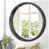 JJUUYOU Specchio rotondo da parete 40 cm, specchio rotondo nero da appendere per il bagno, cornice in legno per camera da letto, soggiorno o ingresso decorativo da parete