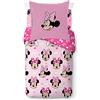 Jay Franco - Set di biancheria da letto in 100% cotone, 3 pezzi, motivo Disney: Minnie "cuori e amore", per letto singolo, copripiumino: 135x200 cm, lenzuolo con angoli: 90x200 cm, federa: 80x80 cm