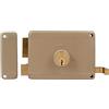 Amig - Serratura da Sovrapporre a Sinistra con Leva di Chiusura | Apertura e Maniglia per Porte in Legno Mod. 78 | 120 x 85 mm | Chiavistello con Cilindro Rotondo di Erretto | Acciaio Beige