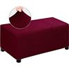 LIULIWEIFA Copripoggiapiedi Elastico rettangolare Copri Ottomano Copri Pouf Poggiapiedi Copri Sgabello Fodera per divano e pouf Antipolvere Staccabile Elastica,Wine red,S