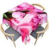Treer Motivo con Stampa Tulipano Tovaglia Antimacchia, Tovaglia di Poliestere, Quadrata Tovaglia Effetto Loto, Lavabile Giardino Tovaglie, per Cucina, Ristorante, Feste (120x120cm,Rosa)