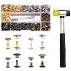 Jinsion 480 Rivetti in Pelle Set, Rivetti a Doppia Testa in 2 Dimensioni e 4 Colori, Rivetti per Cuoio con 3 Strumenti di Fissaggio, 1 Scatola di Stoccaggio, Ribattini, Borchie per Borse DIY Jeans Scarpe