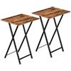 HOOBRO Tavolino, Tavolini per Spuntini, Set di 2 Pieghevoli Tavolo, Accanto al Divano, Stile Industriale, per Spazio Stretto, Struttura Stabile, Montaggio Facile, Marrone Vintage e Nero EBF25BZ01