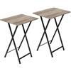 HOOBRO Tavolino, Tavolini per Spuntini, Set di 2 Pieghevoli Tavolo, Accanto al Divano, Stile Industriale, per Spazio Stretto, Struttura Stabile, Montaggio Facile, Greige e Nero EBG25BZ01