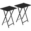 HOOBRO Tavolino, Tavolini per Spuntini, Set di 2 Pieghevoli Tavolo, Accanto al Divano, Stile Industriale, per Spazio Stretto, Struttura Stabile, Montaggio Facile, Nero EUBK25BZ01