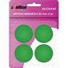 Alevar 4 Bottoni Magnetici per Bacheca Ufficio, Calamite Frigorifero, Diametro 40 mm, Colore Verde