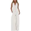 Daikascbny Completo Donna Estivo Lino Gilet Completo Con Scollo a V Senza Maniche Pantaloni a Gamba Donna Pantalone e Gilet Lino Elegante 2 Pezzi Lino Tuta Lino Donna Cotone Lino Taglia Forti Tuta Donna Casual