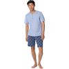 RAGNO Pigiama uomo in puro cotone manica corta pantalone bermuda art. U804ND2-52, Celeste
