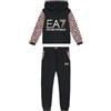 EA7 Emporio Armani Tuta Bambina in Cotone con Cappuccio Modello 6RFV15 FJCQZ Colore Nero/Rosa Misura 8 Anni