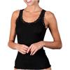 dolcecasabiancheria Canotta spalla larga e stretta in Lana Seta a costine Fraly DF6900 DF6901 (DF6901 Nero, S)