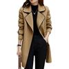 Goolecrimp Trench Invernale da Donna Elegante con Risvolto e Risvolto di Media Lunghezza con Cintura Trench Giacca Cardigan Invernale Cappotto di pisello (Cammello,M)