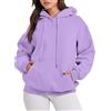 Generisch Felpa con cappuccio da donna taglie forti, in pile, casual, a maniche lunghe, oversize, con cappuccio, autunno alla moda, 2024, abbigliamento alla moda, Y2k, Lilla, XXL