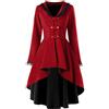 LOSSLO Steampunk - Giacca da donna, in stile gotico, stile medievale, stile retrò, vintage, da passeggio, in pizzo lungo, punk, hi-bass, trench vittoriano, cosplay, uniforme, carnevale, Halloween, x rosso.,